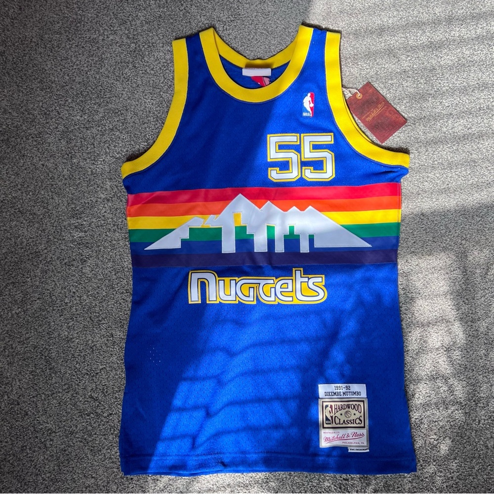 Mitchell & Ness Dikembe Mutombo Blue Denver Nuggets Jersey